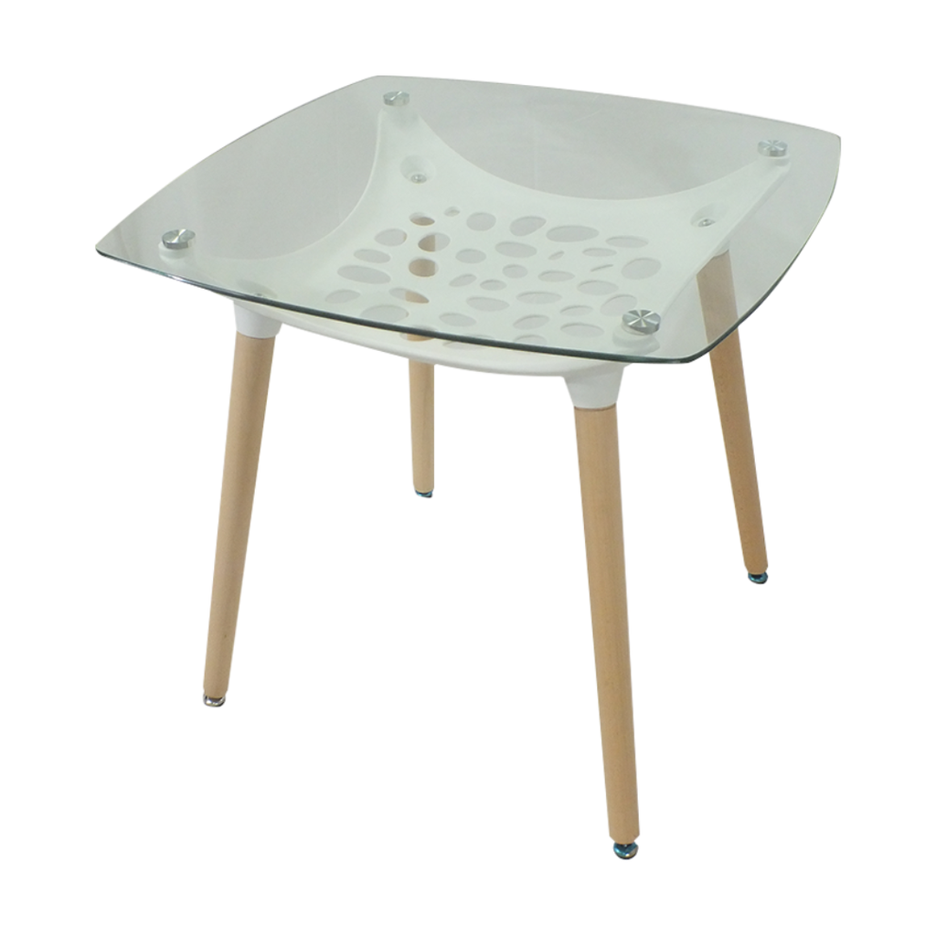MESA CAFETERIA ALECIA , CUADRADA 80X80, TRANSPARENTE