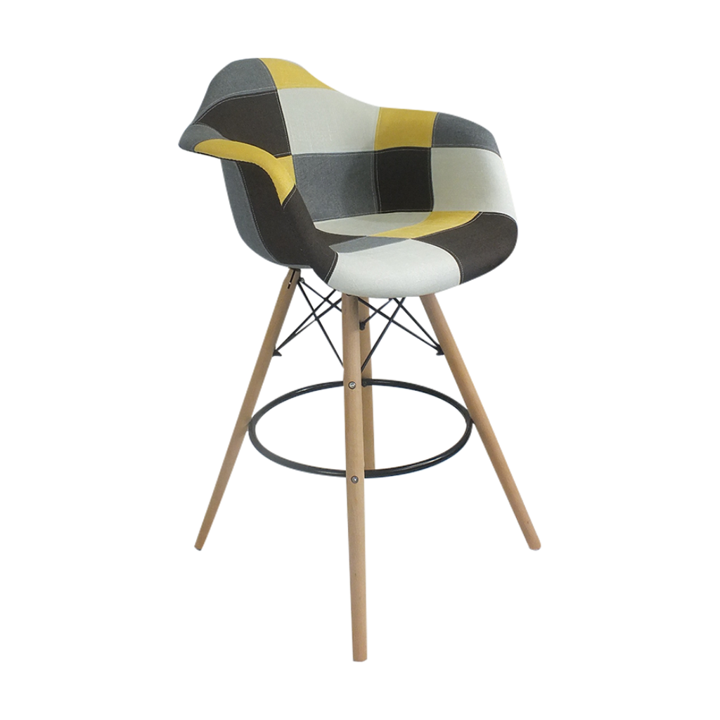 SILLA TABURETE EAMES TAPIZADA CON BRAZOS