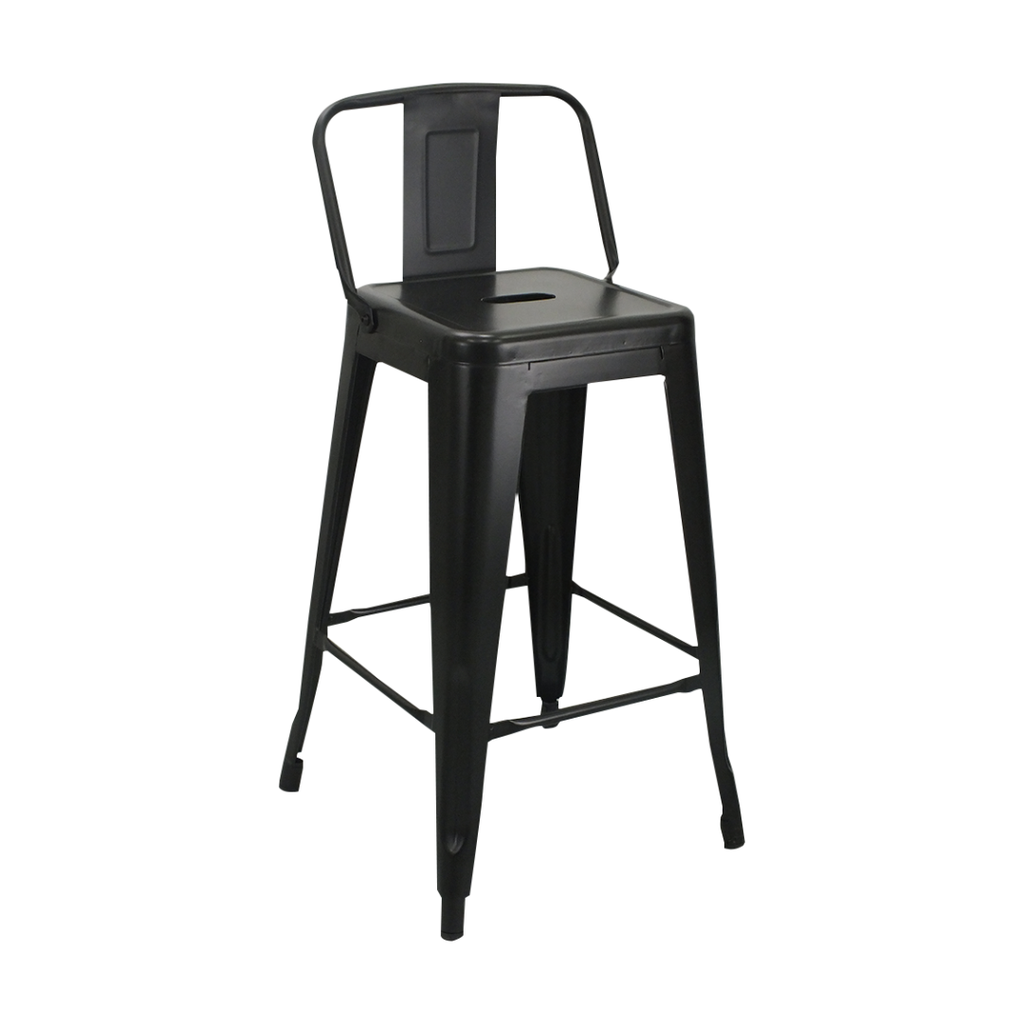 SILLA TABURETE TOLIX CON ESPALDAR, ASIENTO DE METAL, ALTO 78CM