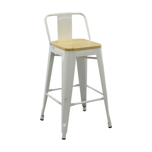[ST0401] SILLA TABURETE TOLIX CON ESPALDAR, ASIENTO DE MADERA, ALTO 78CM